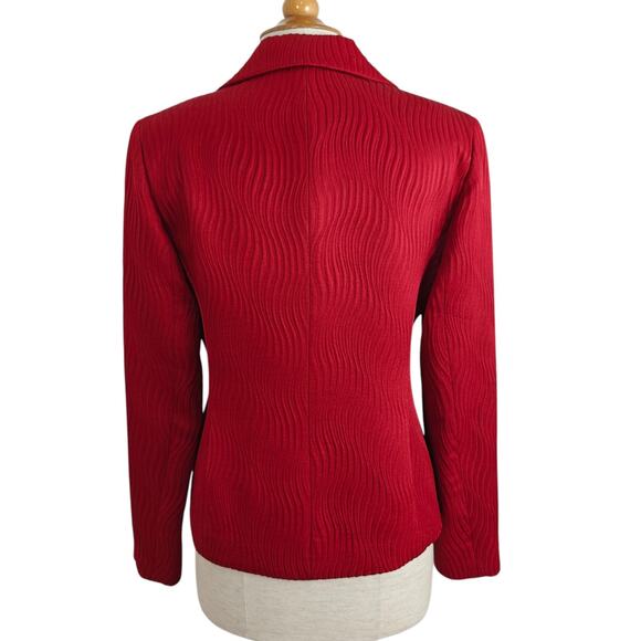 Lafayette 148 New York Open Front Blazer Jacket Size 8 Red Silk Blend Holiday - Picture 7 of 9